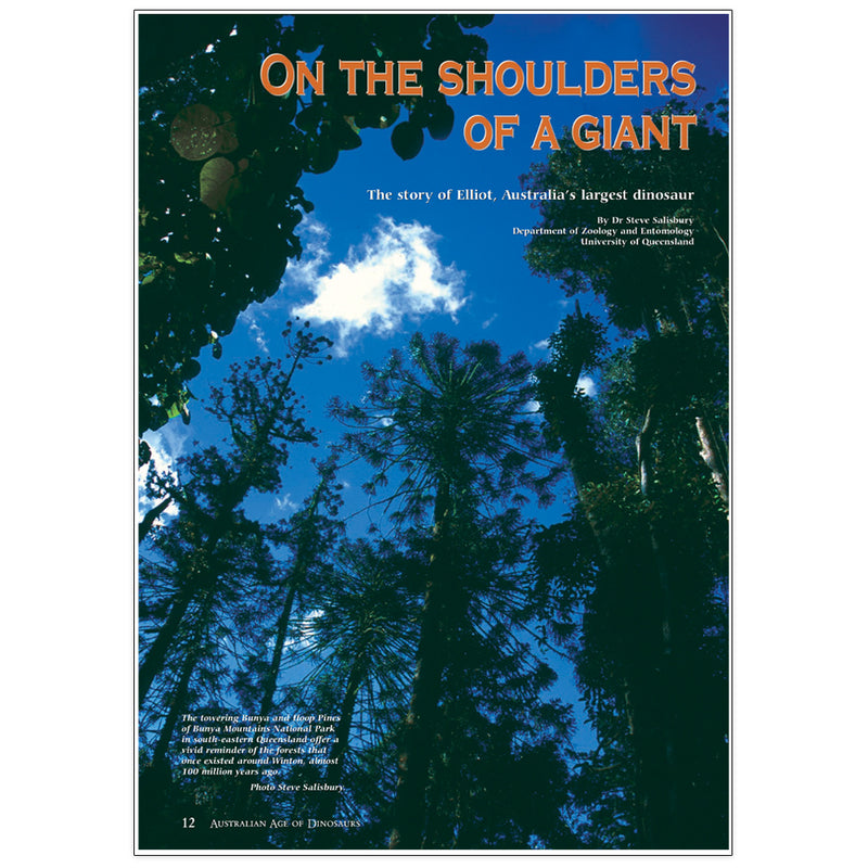 On the shoulders of a giant: The story of Elliot, Australia's largest dinosaur by Dr Steve Salisbury