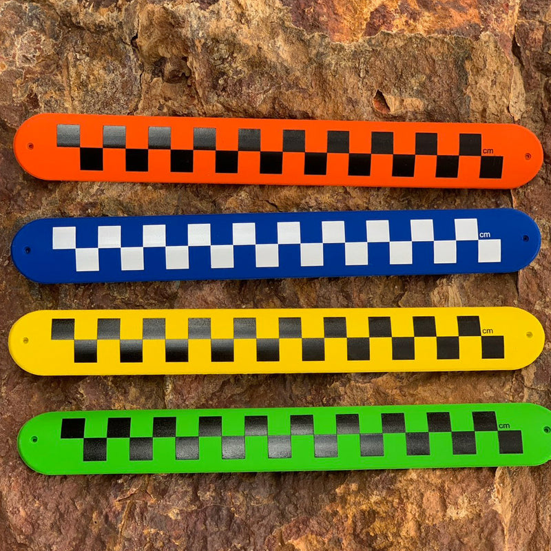 Museum slap wristband with photo scale