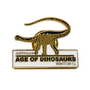Australian Age of Dinosaurs logo pin