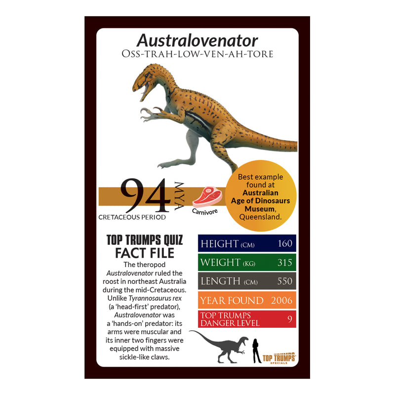Australian Age of Dinosaurs Top Trumps game